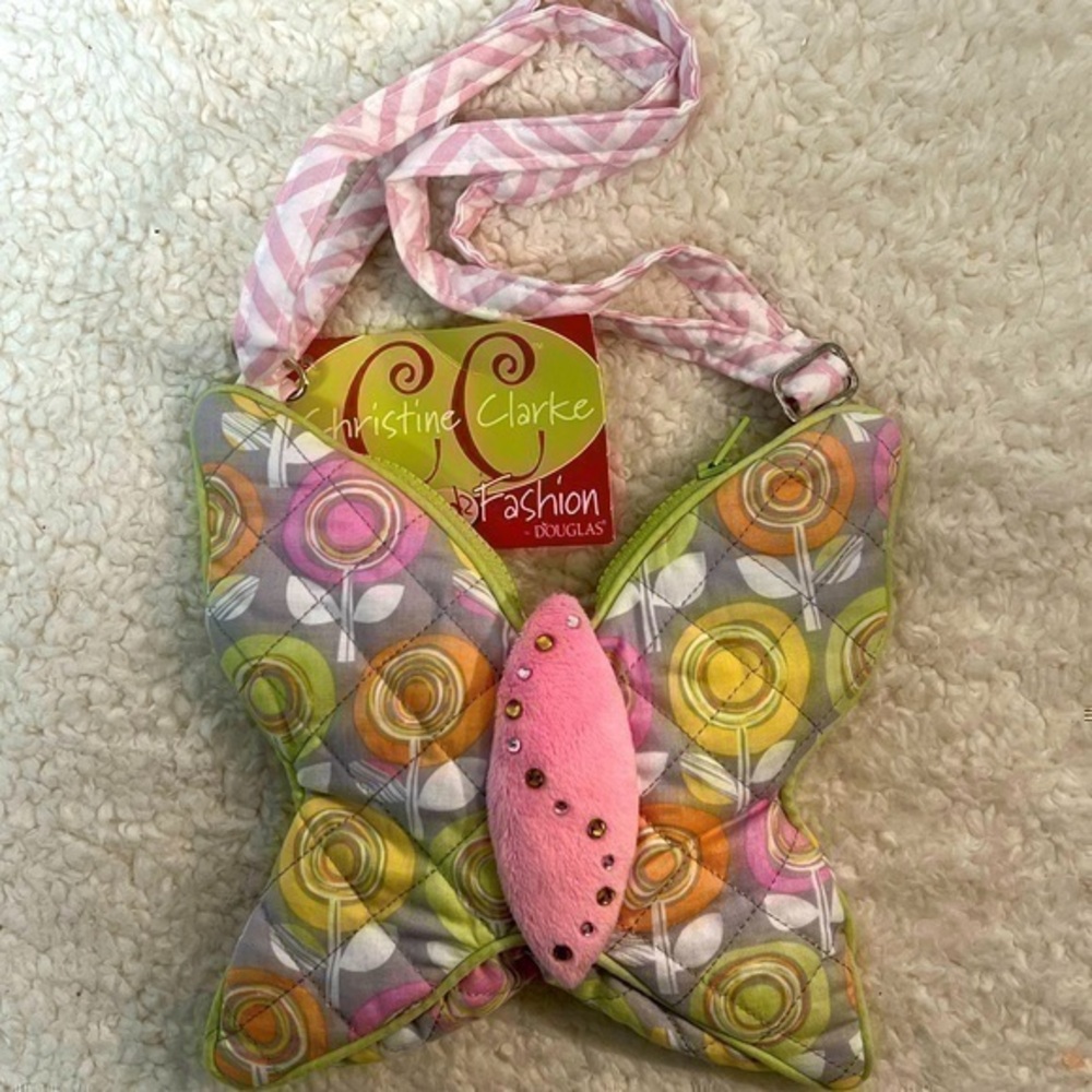 Douglas Toy Christine Clark Sassy Sak “Pastel Garden Butterfly” Purse